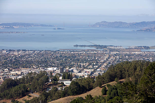 Looking From Berkeley To A Far Away Golden Gate Bridge  berkeley california stock pictures, royalty-free photos & images