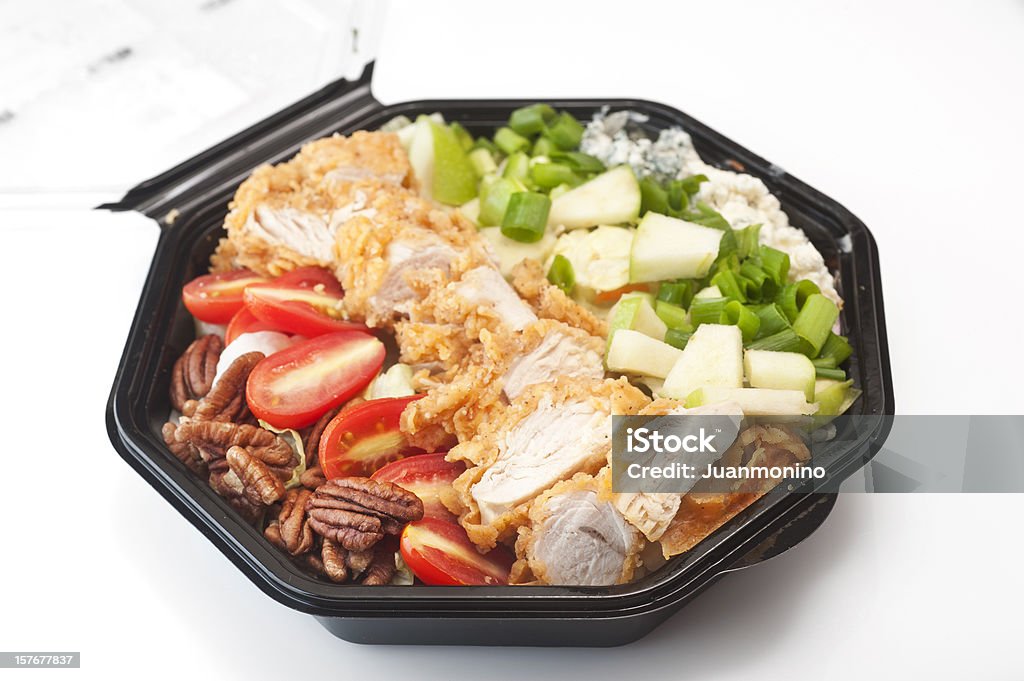 Southern Cobb Salad in black plastic bowl  Salad Stock Photo