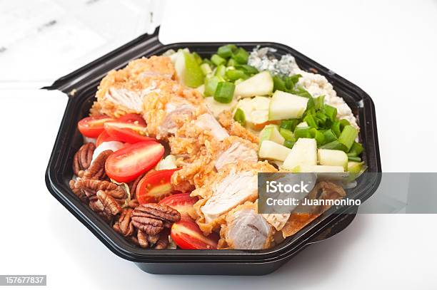 Southern Cobb Salad In Black Plastic Bowl Stock Photo - Download Image Now - Salad, Take Out Food, Convenience Food