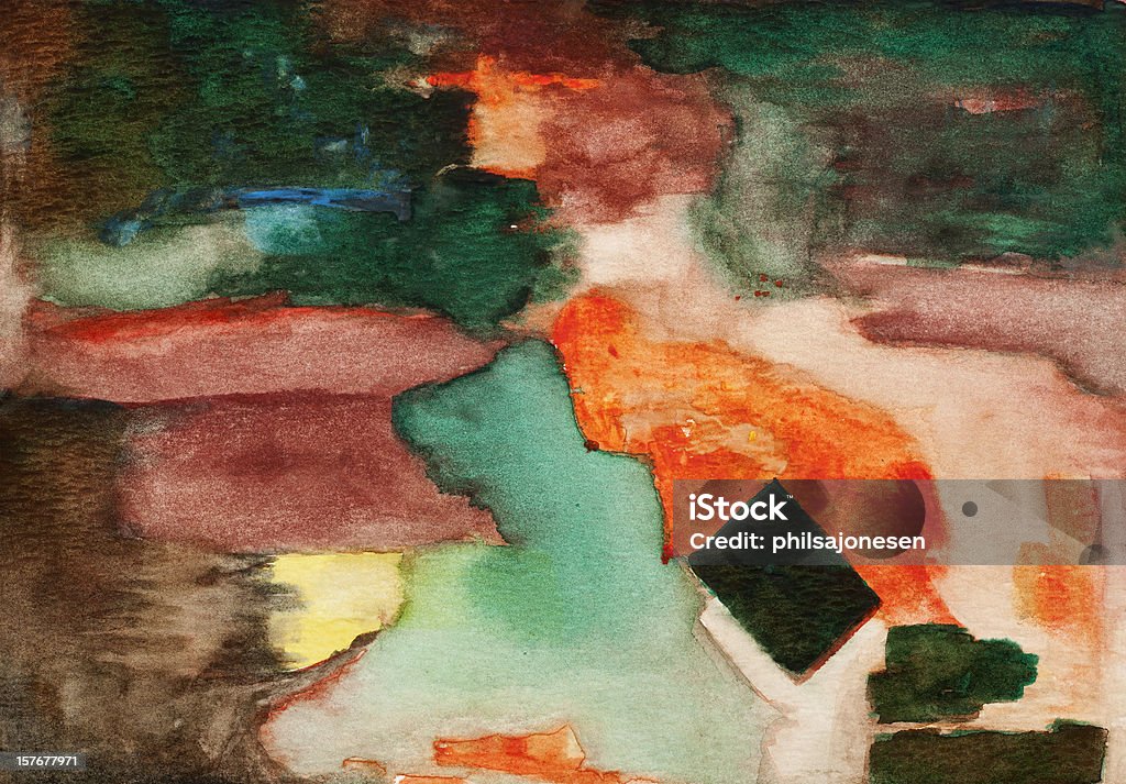 Abstract Painting An abstract watercolor painting featuring brown, green and red colors. Abstract Stock Photo