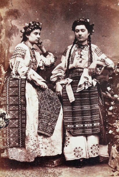 istock Women in traditional costumes from Campolongo, Romania 1576780501
