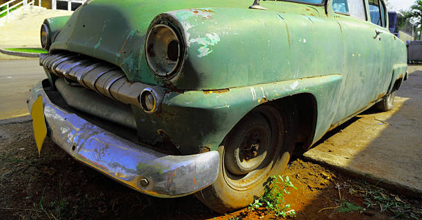 istock side view of green classic vintage cuban car 157678457