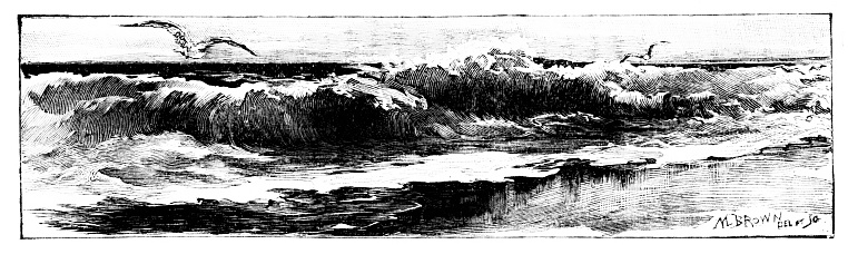 Seascape. Engraving published 1896. Web banner. The original is in my archives. Copyright has expired and is in Public Domain.