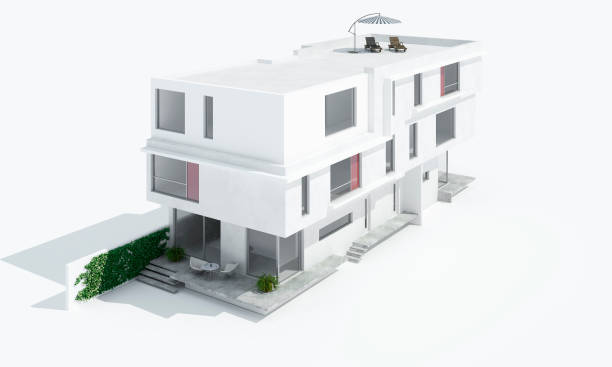 3D Model of a modern house stock photo