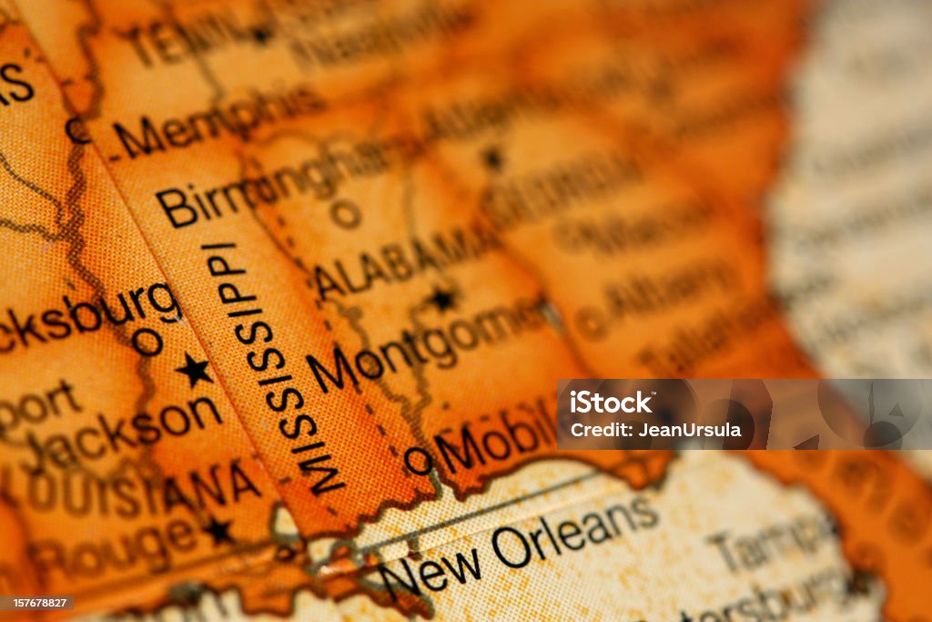 Map of Southern United States  Map Stock Photo