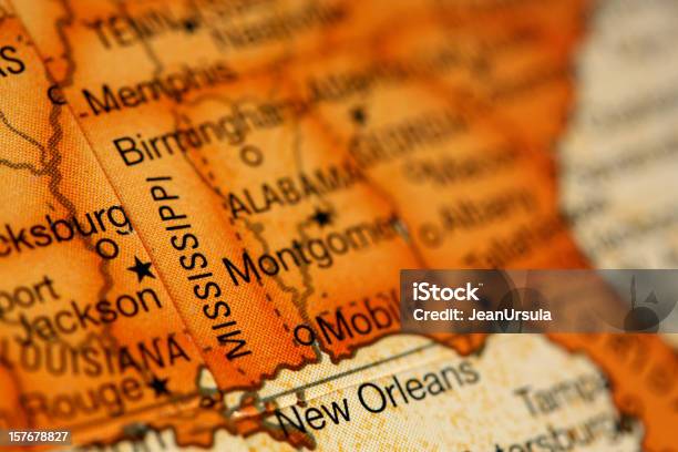 Map Of Southern United States Stock Photo - Download Image Now - Map, Alabama - US State, Florida - US State