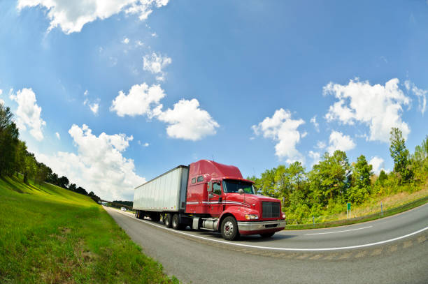 istock Red Semi-Truck On Interstate Highway 157678833