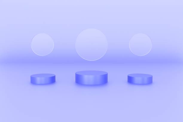 istock 3d platform blue color for product background stage or podium and blank display platform with glass circle. 3d illustration rendering 1576789191