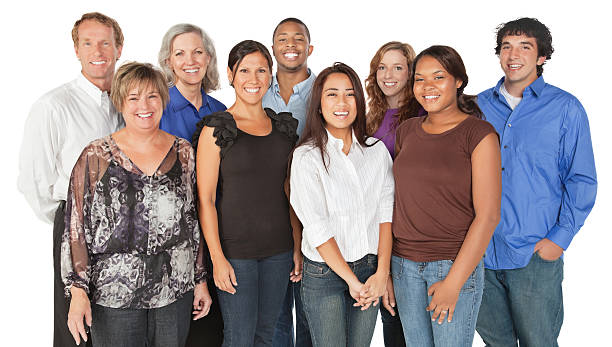 istock Happy Group of Diverse People, Isolated on White 157679216
