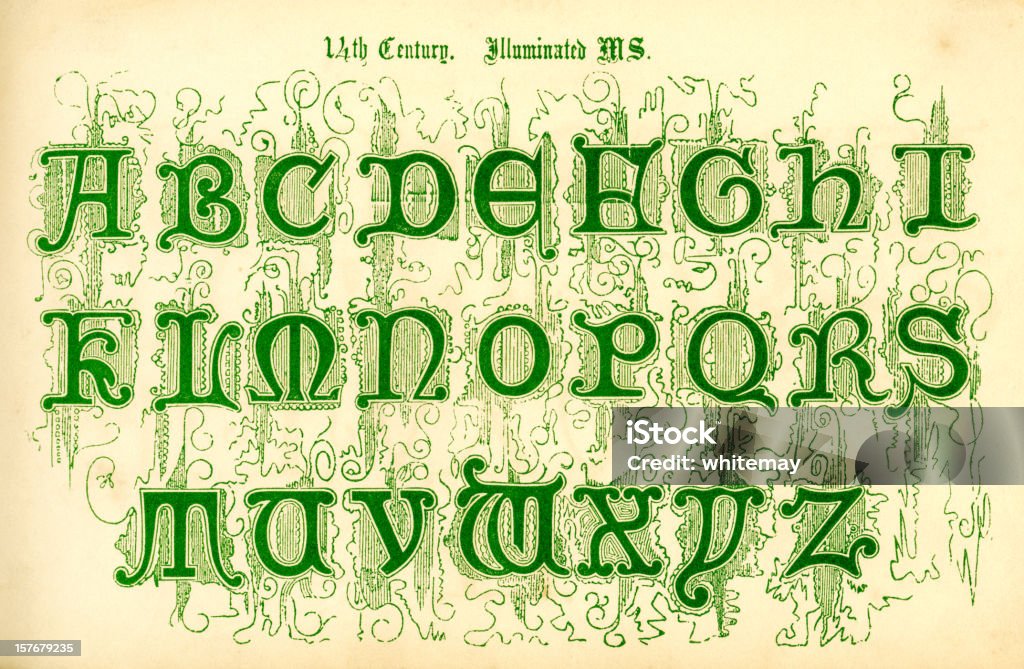 14. Jahrhundert beleuchtet Buchstaben - Lizenzfrei Alphabet Stock-Illustration