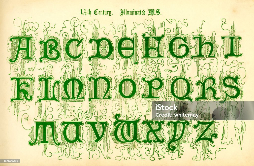 14th Century Illuminated Letters Stock Illustration - Download Image