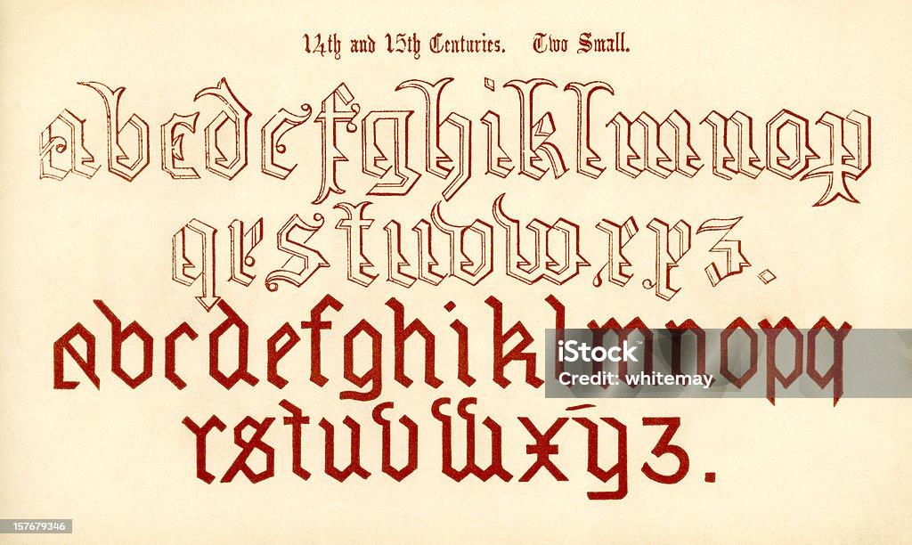 14 th and 15 世紀の小文字の文字 - 14世紀頃のロイヤリティフリーストックイラストレーション