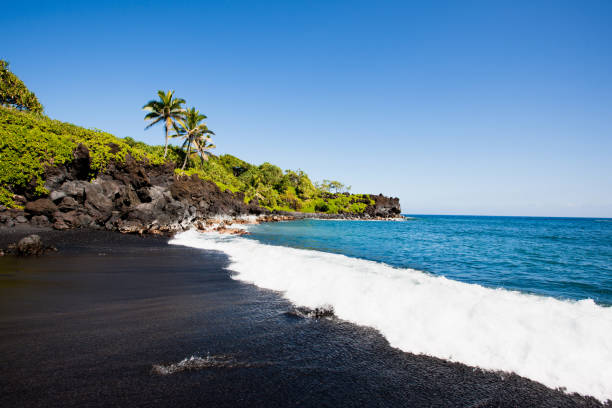 블랙 플라주 honokalani wainapanapa 하와이 마우이 - maui hana hawaii islands landscape 뉴스 사진 이미지