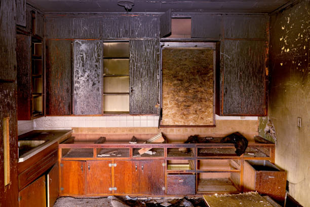 istock Aftermath: Charred Remains of Kitchen Destroyed by Fire 157679432