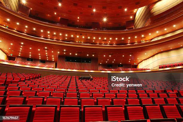 Red Theater Seats Stock Photo - Download Image Now - Concert Hall, Movie Theater, Stage Theater
