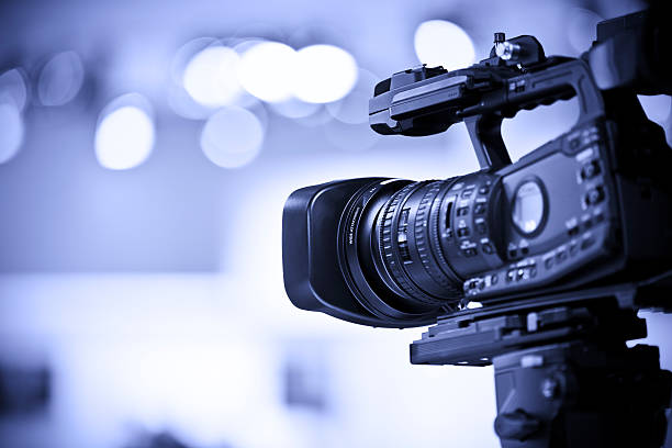 Professional HD video camera in studio stock photo