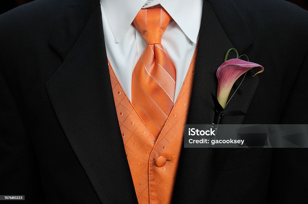 Garnitur z pomarańczowy Krawat i kamizelki - Zbiór zdjęć royalty-free (Klapa)