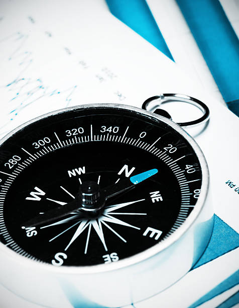 istock Compass and stock market chart 157680300