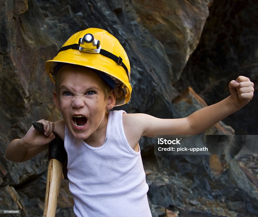 Angry minero de carbón - Foto de stock de Casco - Herramientas profesionales libre de derechos