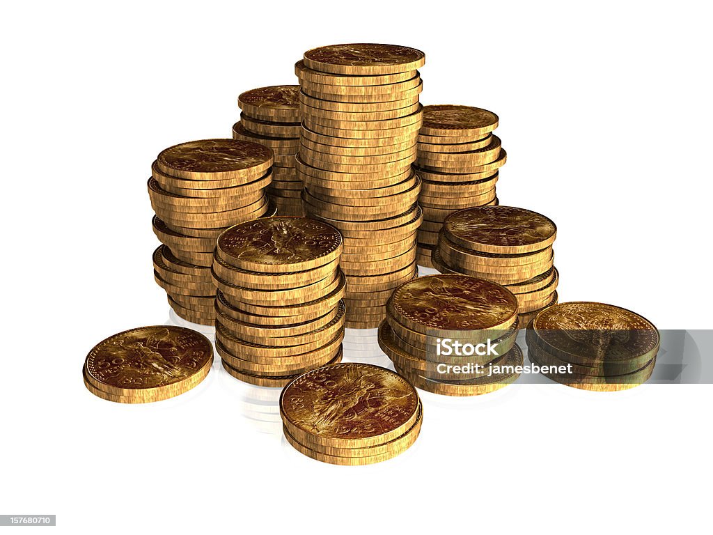 Gold Coin Stacks (3D)  Gold - Metal Stock Photo