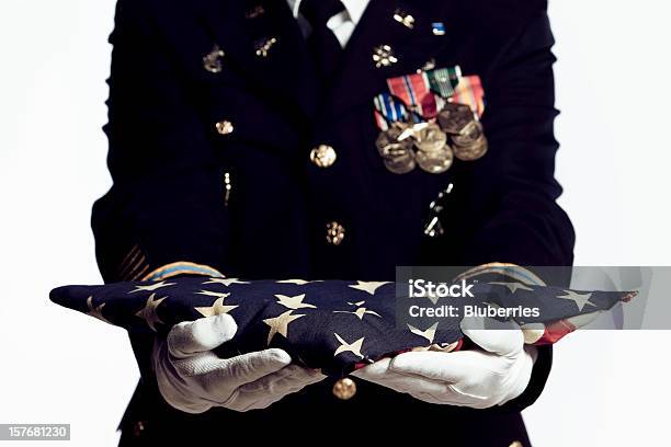 With Respect Stock Photo - Download Image Now - Funeral, Folded, American Flag