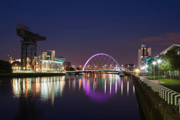 istock River Clyde, Glasgow at Night towards the Squinty Bridge. 157681460