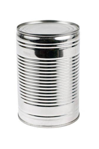 Metal tin can isolated on white background. Healthy eating concept. Tincan. File contains clipping path.