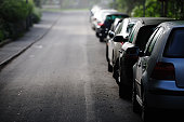 Parked cars on street