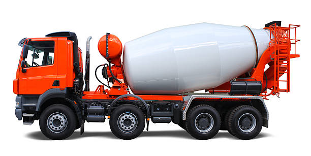 New cement mixer truck isolated on white with drop shadow.