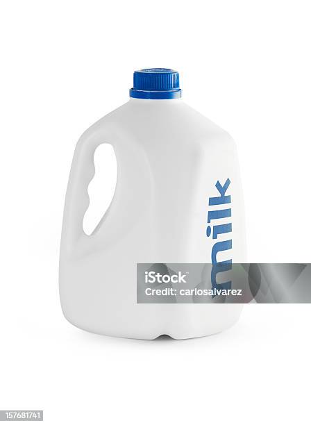 White Milk Carton With Blue Writing Stock Photo - Download Image Now - Milk, Gallon, Milk Jug