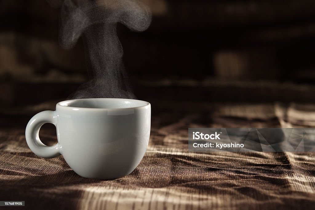 コーヒー、スチームにブラウンのテーブルクロス - 蒸気のロイヤリティフリーストックフォト