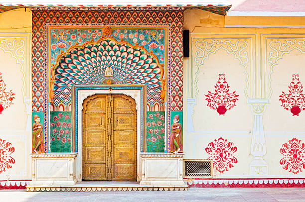 lotus gate-pitam niwas chowk, pałac miejski w jaipurze - palace gate zdjęcia i obrazy z banku zdjęć