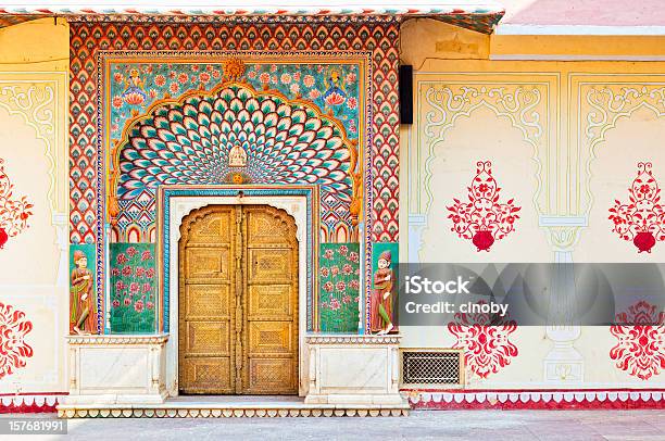 Lotus Portãopitam Niwas Chowk Palácio De Jaipur - Fotografias de stock e mais imagens de Índia - Índia, Jaipur, Porta