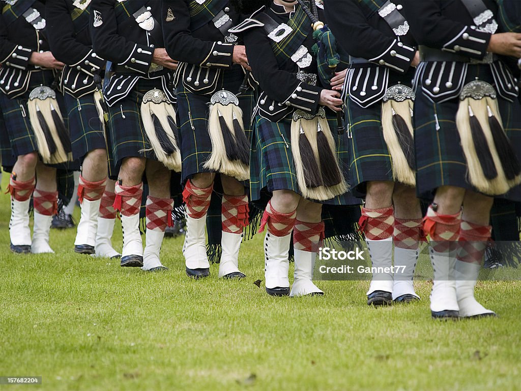 Pipers in una Marching Band, Scozia - Foto stock royalty-free di Kilt