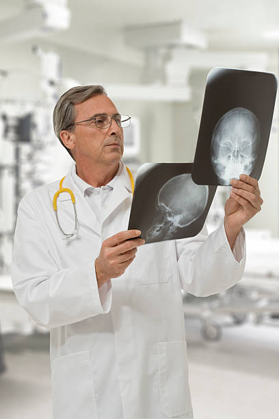 Radiologist reviewing two radiography  sphenoid bone stock pictures, royalty-free photos & images