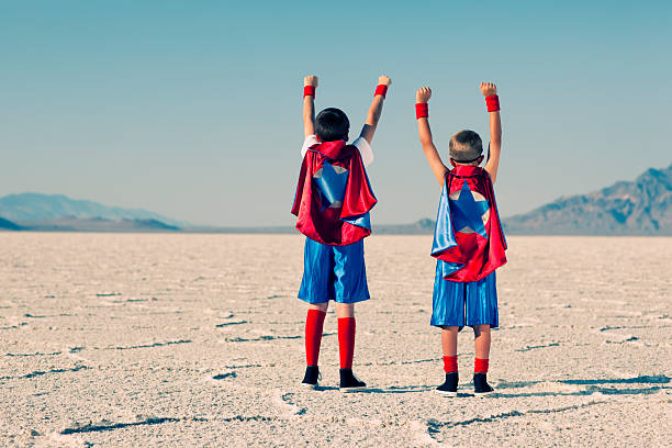 super equipa - partnership creativity superhero child imagens e fotografias de stock