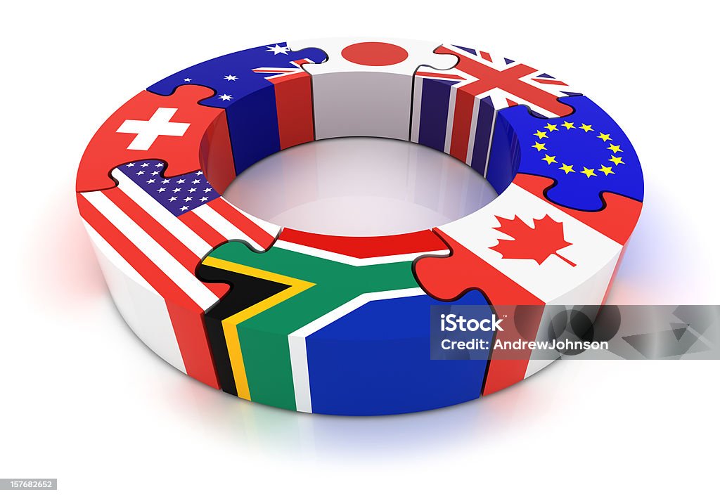 Oito principais moedas - Foto de stock de Bandeira da Comunidade Européia royalty-free