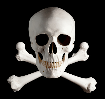 This is a medical skeleton used to recreate the classic Skull and Crossbones used in the Pirate flag.