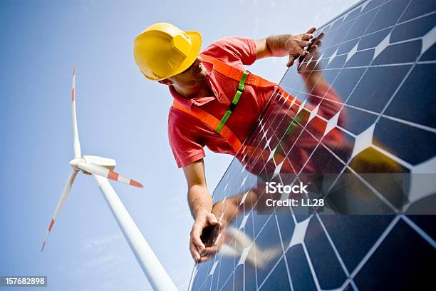 Examination Of Glass Stock Photo - Download Image Now - Solar Panel, Wind Turbine, Solar Energy