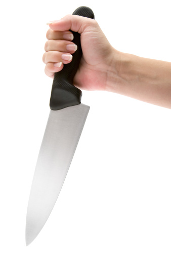 Topview of Cooking Knife and Cutting Board on Dark Background