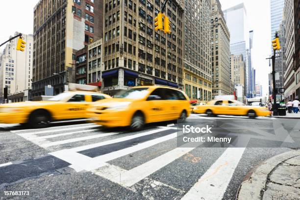 Crossroad Taxi Traffic New York City Stock Photo - Download Image Now - New York City, Taxi, Street