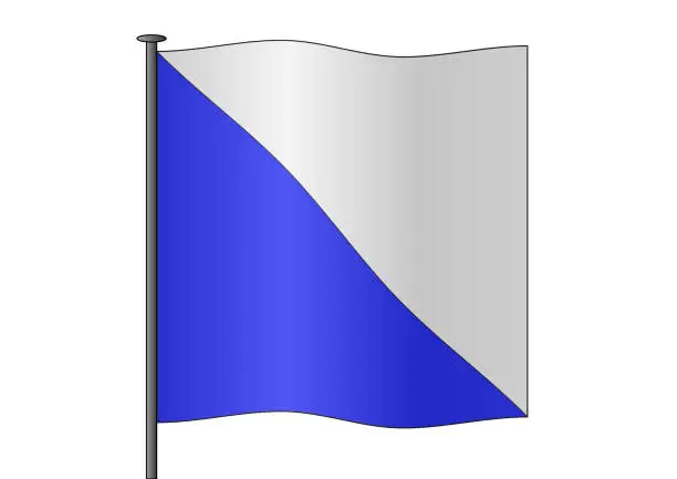 Vector illustration of Flag of Zurich blowing in the wind.