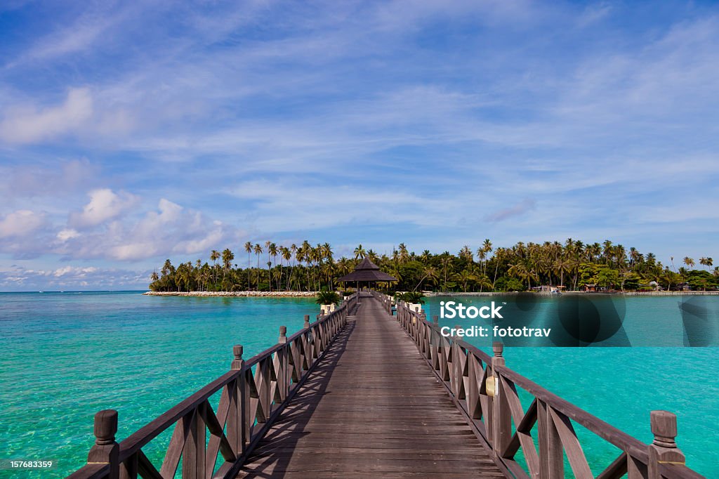 Bootssteg der Insel Mabul, Sipadan, Borneo, Malaysia - Lizenzfrei Asien Stock-Foto