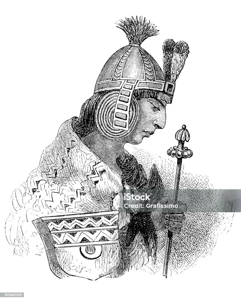 Engraving inca prince portrait from 1870 isolated on white http://farm2.static.flickr.com/1359/5135885055_69a03dfd95.jpg Inca stock illustration