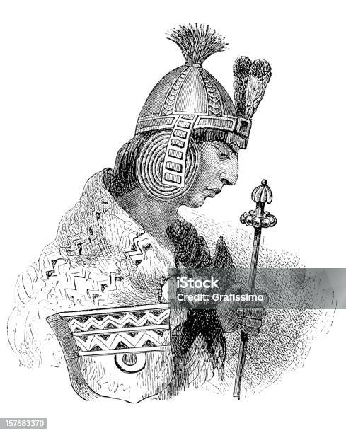 Engraving Inca Prince Portrait From 1870 Isolated On White Stock Illustration - Download Image Now