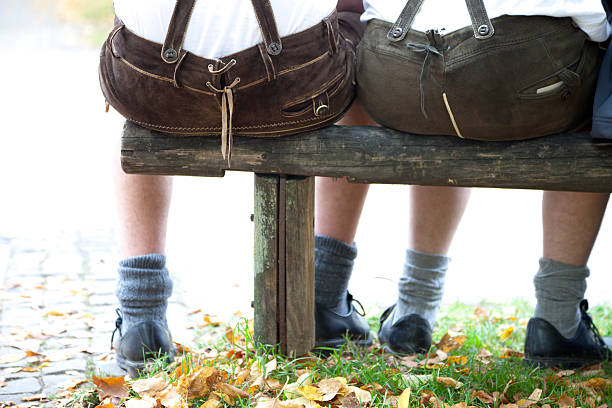 bavarian lederhosen butts at the Beer Fest in munich stock photo