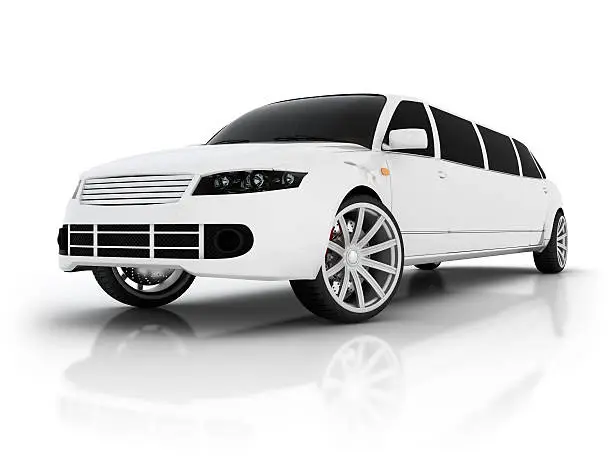 Limousine isolated in white background. The abstract car has no real prototype