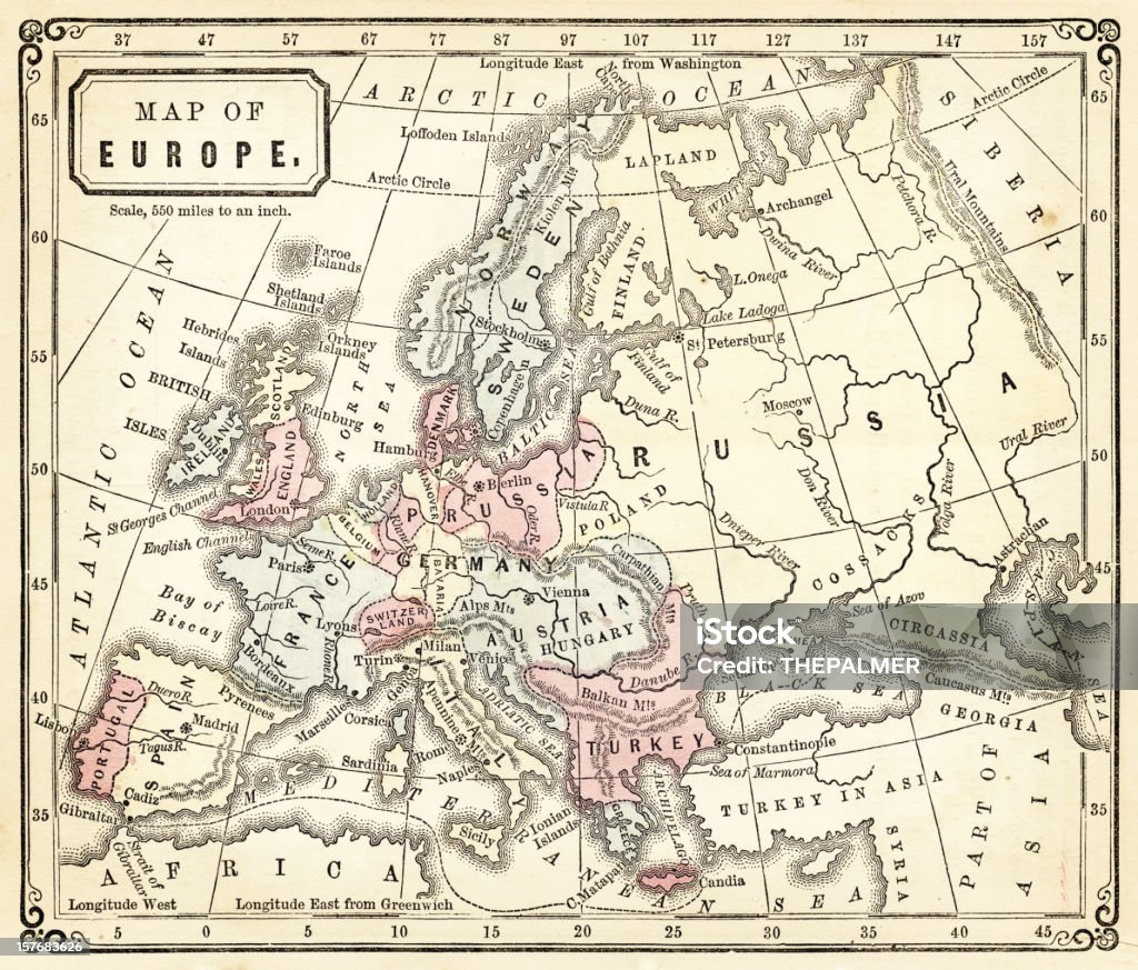 Antigo mapa da Europa - Royalty-free Cultura Mediterrânica Ilustração de stock
