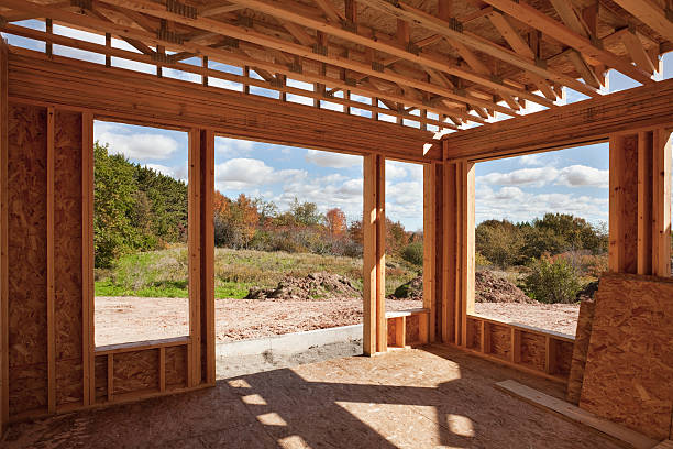New Home Construction; Framed Room With a View  plus sign stock pictures, royalty-free photos & images
