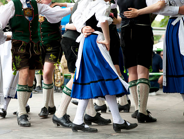 bavarian folk dance at Beer Fest stock photo